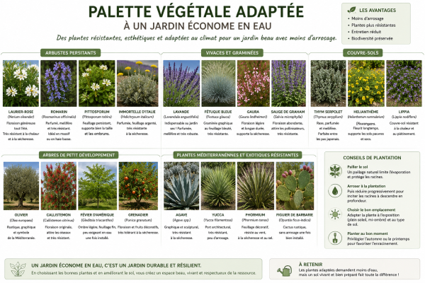 Palette végétale adaptée à un jardin économe en eau
